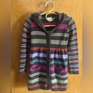 NWOT Hanna Andersson Striped Hooded Cardigan Sweater Multicolor Chunky